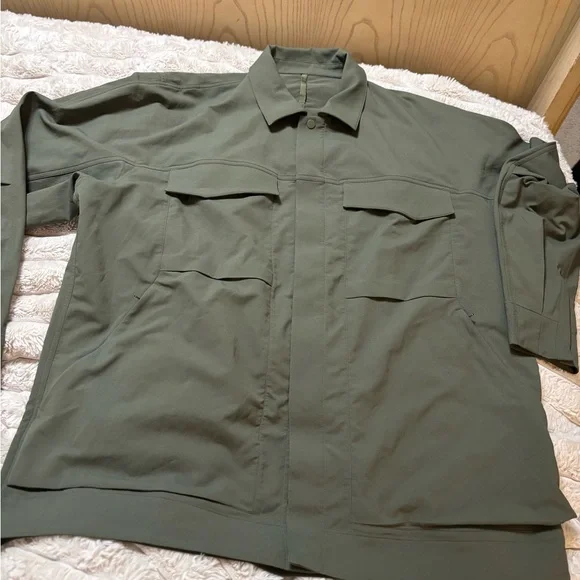 LULULMEN MENS Olive Green Athletic JACKET XXL Lululemon Cargo Pocket Shirt - Picture 4 of 14